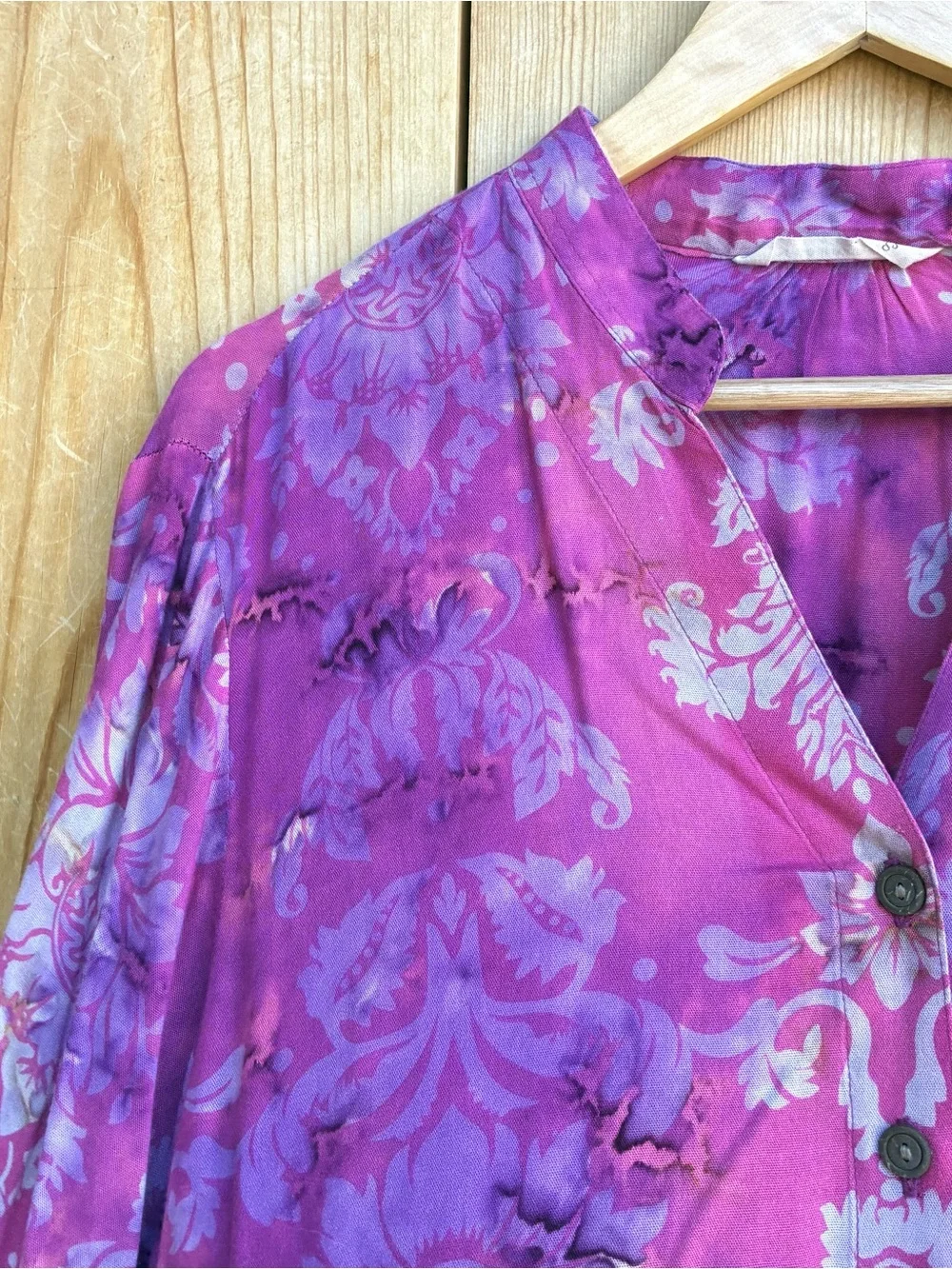Soft Surroundings Purple Batik Button Up Top Sz 1X
